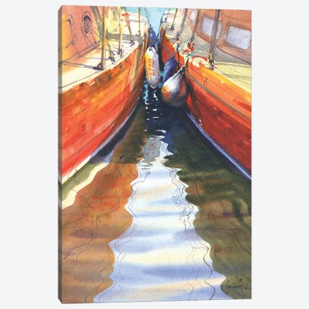 Yachts In The Port Canvas Print #SYH400} by Samira Yanushkova Canvas Artwork