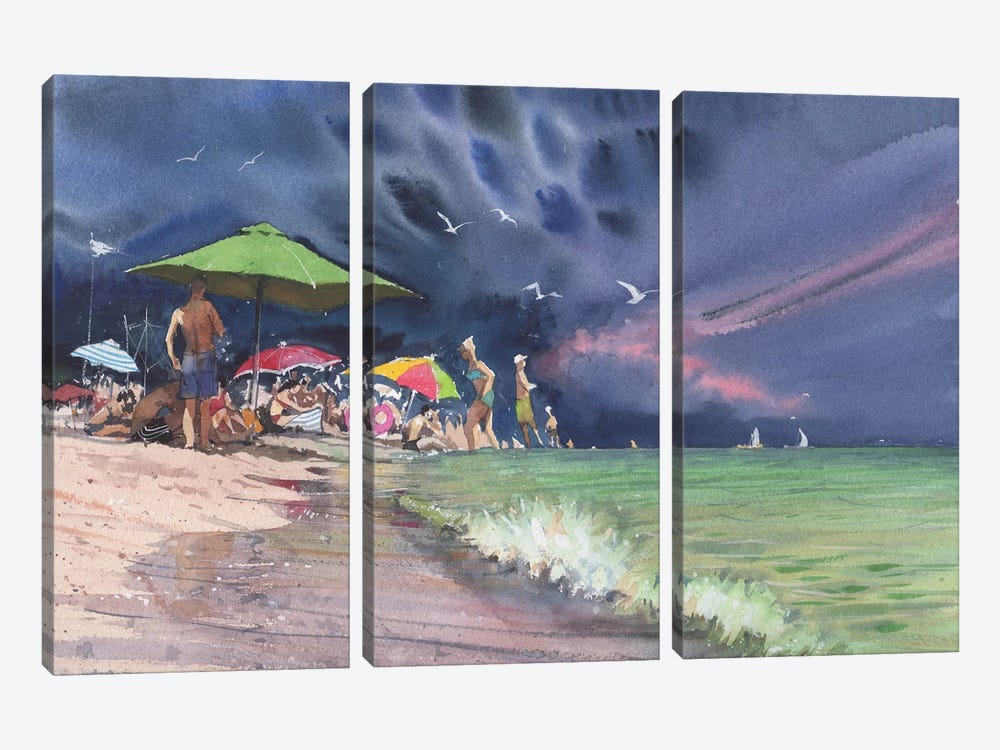 Before The Storm. Watercolor Painting by Samira Yanushkova 3-piece Canvas Art Print