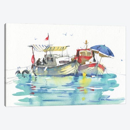 Fishing Boats Canvas Print #SYH413} by Samira Yanushkova Art Print
