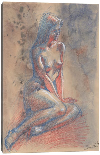 Nude Beautiful Model Fantasy Canvas Art Print - Subdued Nudes