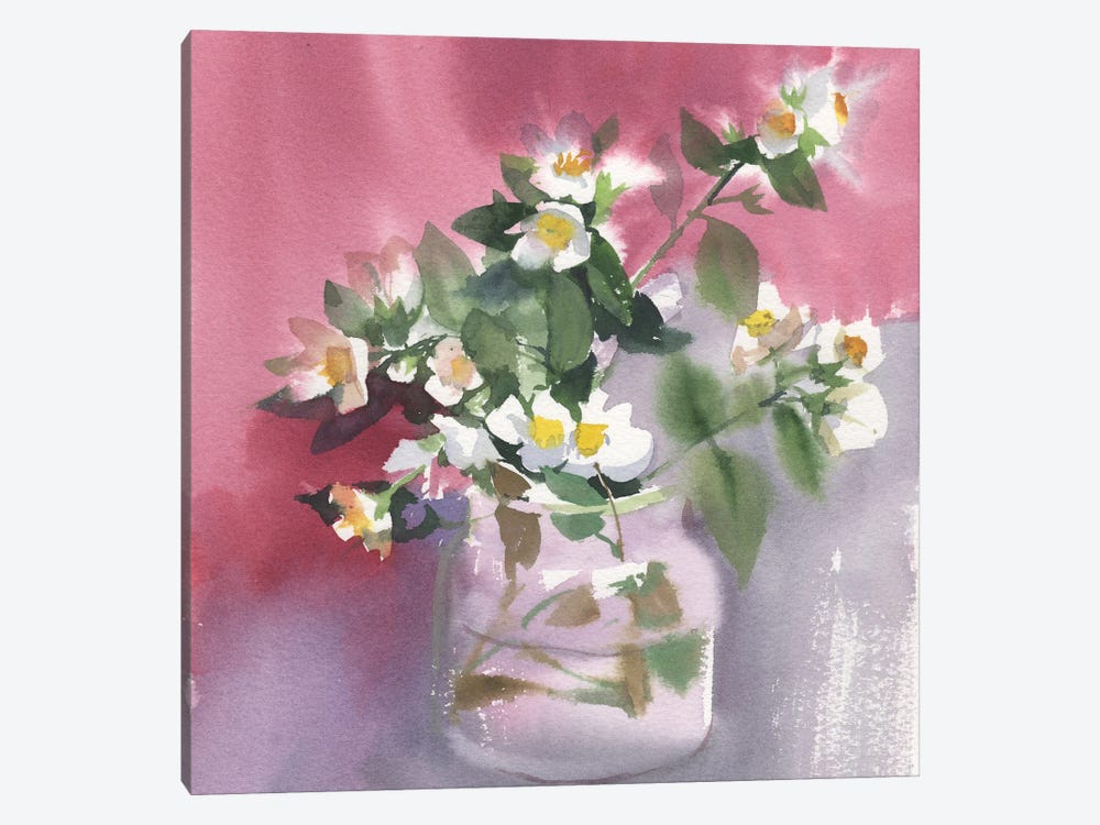 Flowers Watercolor Painting by Samira Yanushkova 1-piece Canvas Art Print