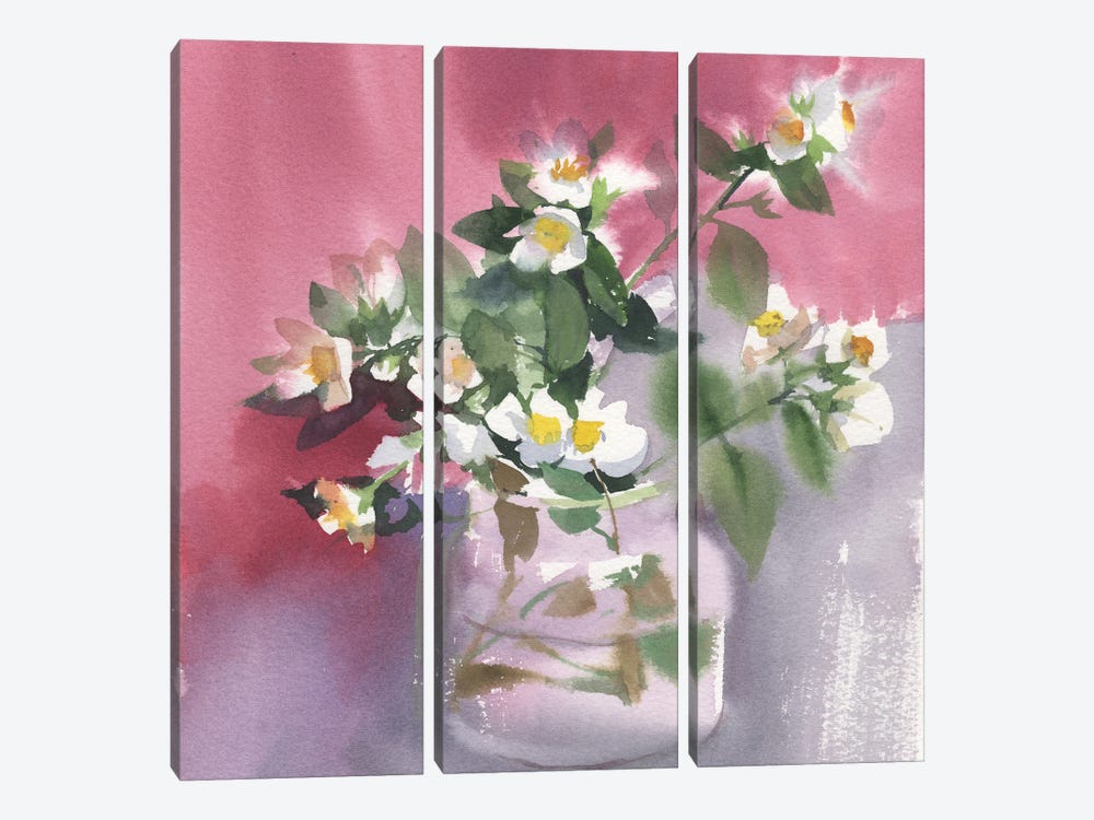 Flowers Watercolor Painting by Samira Yanushkova 3-piece Art Print