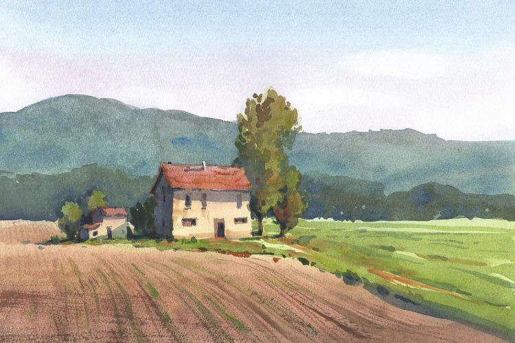 Landscape Painting Watercolor Italy