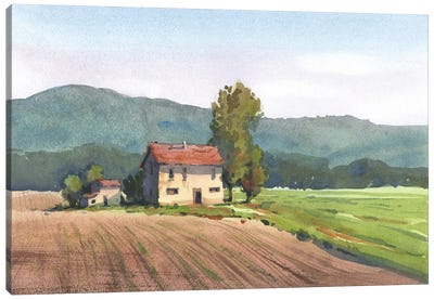 Landscape Painting Watercolor Italy Canvas Art Print - Samira Yanushkova