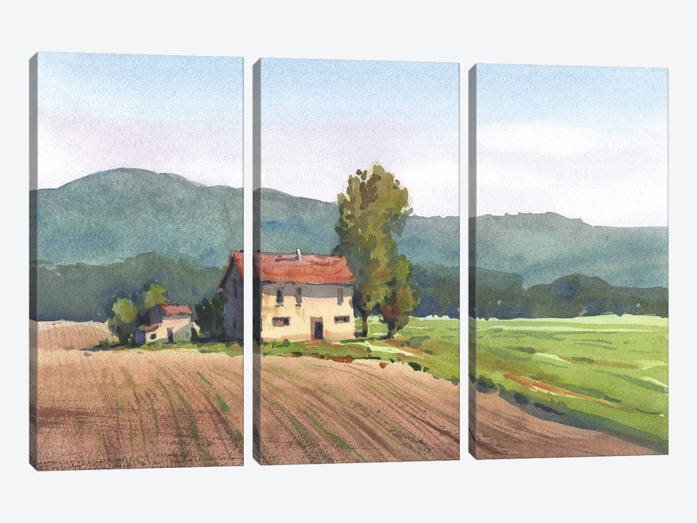 Landscape Painting Watercolor Italy by Samira Yanushkova 3-piece Canvas Art