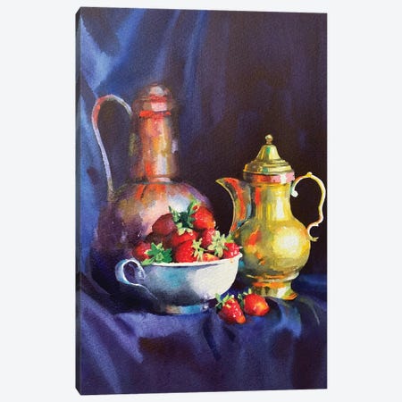 Still Life With Strawberries Canvas Print #SYH475} by Samira Yanushkova Canvas Art