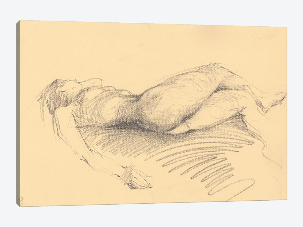 Beautiful Naked Woman Erotic Art Nude Painting by Samira Yanushkova 1-piece Canvas Print