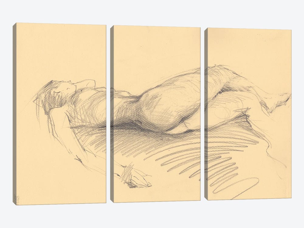 Beautiful Naked Woman Erotic Art Nude Painting by Samira Yanushkova 3-piece Art Print