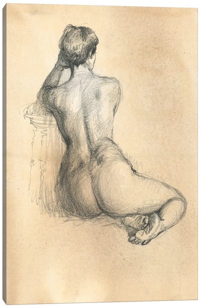 Nude Beautiful Girl From The Back Canvas Art Print - Samira Yanushkova