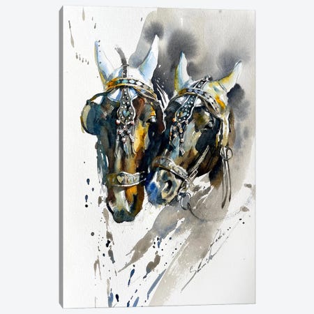 Horses Canvas Print #SYH491} by Samira Yanushkova Art Print
