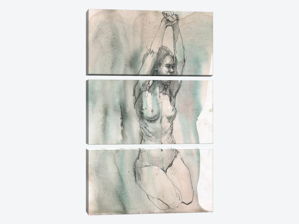 Raised Arms Nude Sketch by Samira Yanushkova 3-piece Art Print