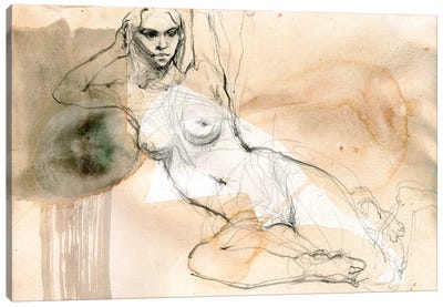Abstracted Nude In Rest Canvas Art Print - Samira Yanushkova