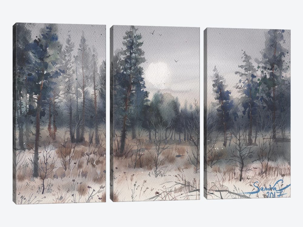 Forest Landscape by Samira Yanushkova 3-piece Canvas Print