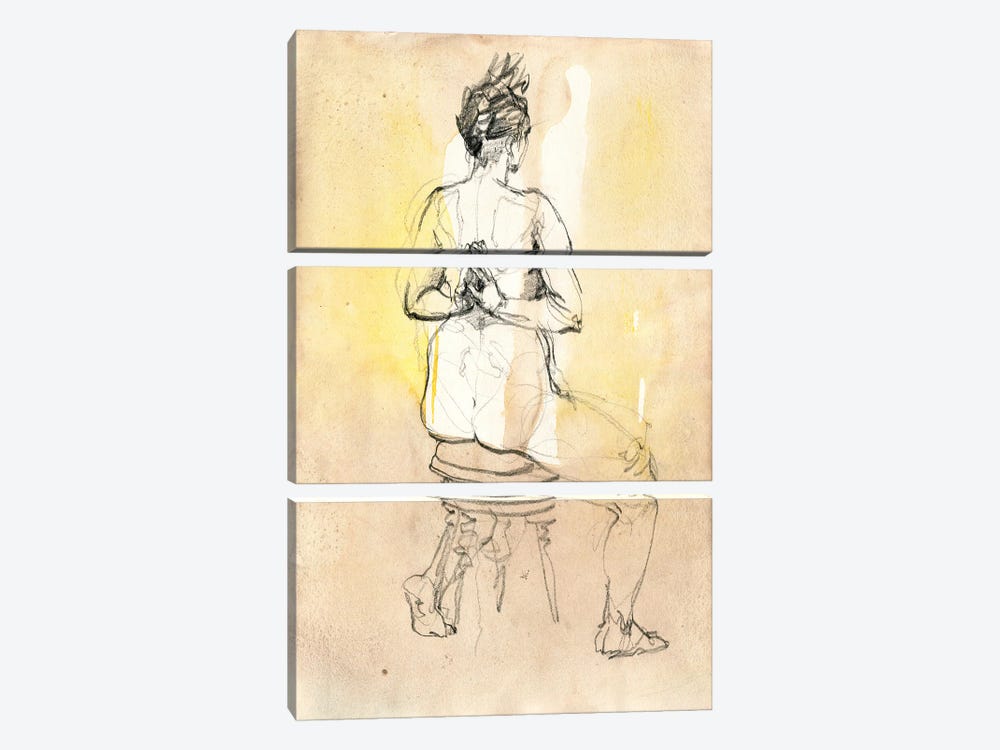 Abstract Nude In Warm Tones by Samira Yanushkova 3-piece Canvas Art