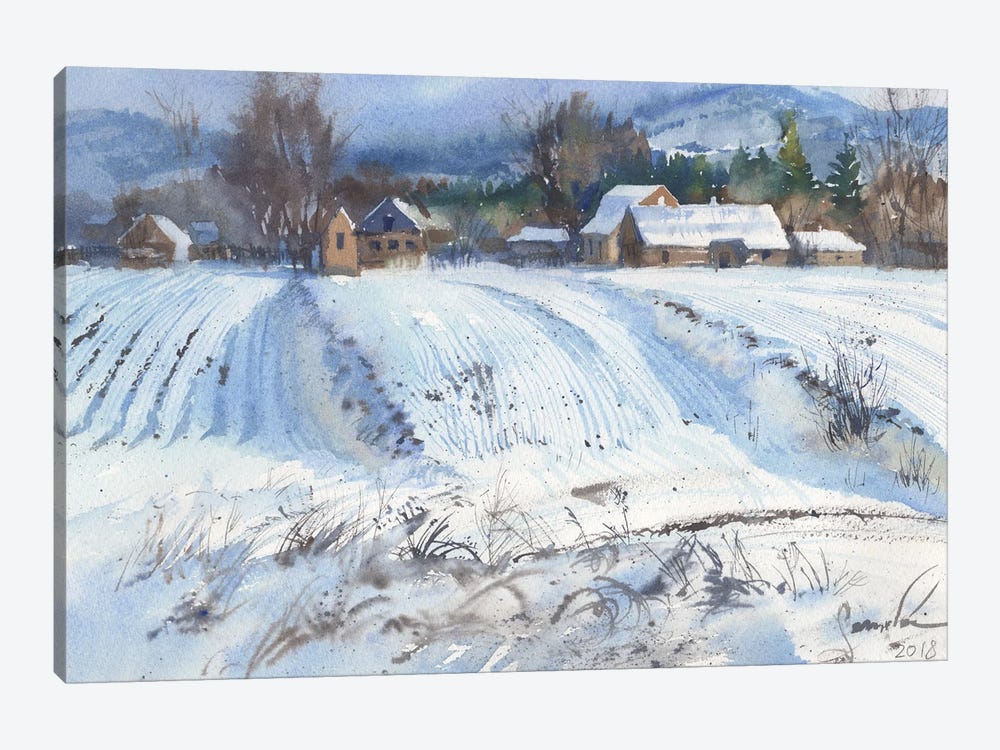 Winter Landscape Snow Scene by Samira Yanushkova 1-piece Canvas Art