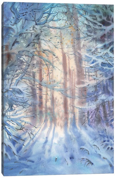 Winter Landscape Painting Canvas Art Print - Samira Yanushkova