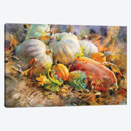 Still Life Pumpkin Canvas Print #SYH54} by Samira Yanushkova Canvas Wall Art