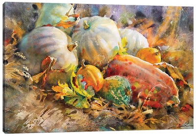 Still Life Pumpkin Canvas Art Print - Samira Yanushkova