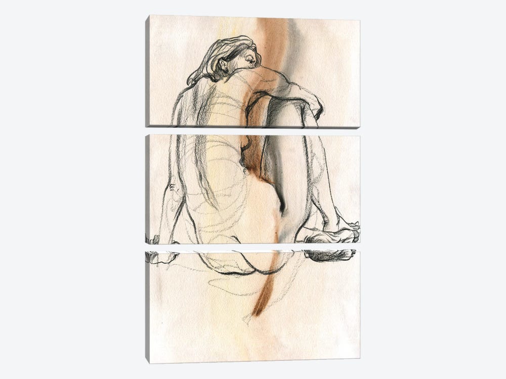 Seductive Reverie - The Naked Temptation by Samira Yanushkova 3-piece Canvas Wall Art