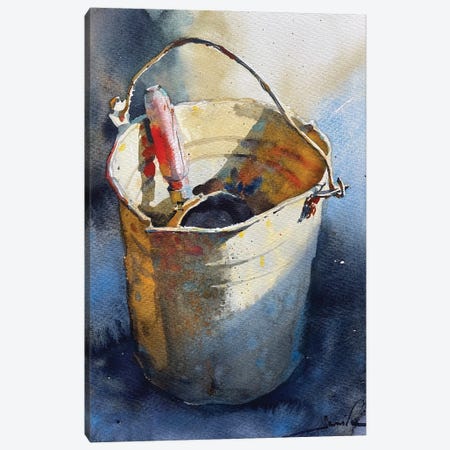 Construction Old Bucket Canvas Print #SYH55} by Samira Yanushkova Canvas Artwork