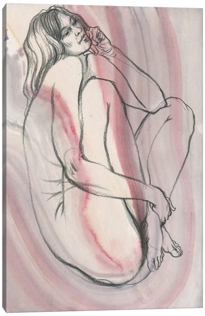 Sensual Reflections Canvas Art Print - Gray & Pink Art