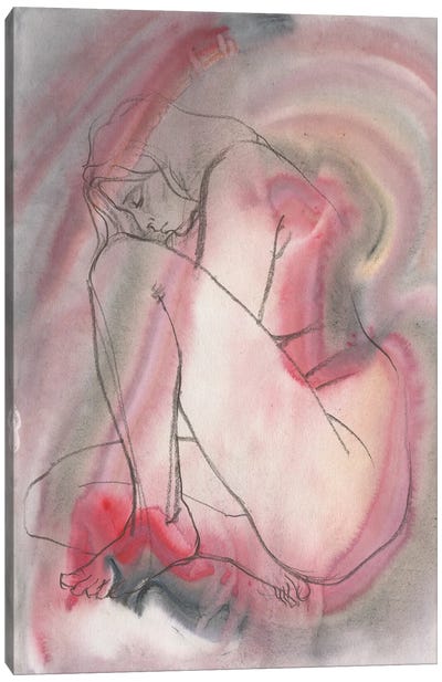 Mystical Allure Canvas Art Print - Gray & Pink Art