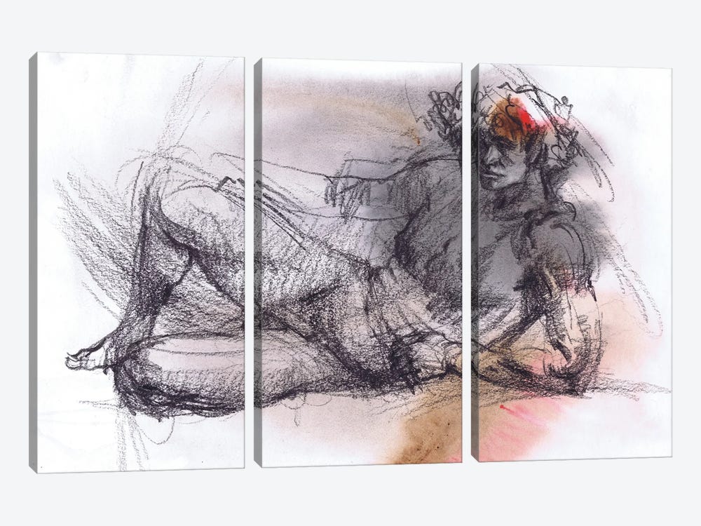 Ethereal Male Sketches by Samira Yanushkova 3-piece Canvas Print
