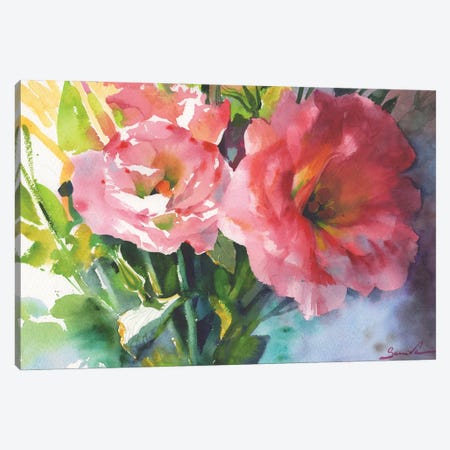 Beautiful Watercolor Flowers Canvas Print #SYH61} by Samira Yanushkova Canvas Artwork