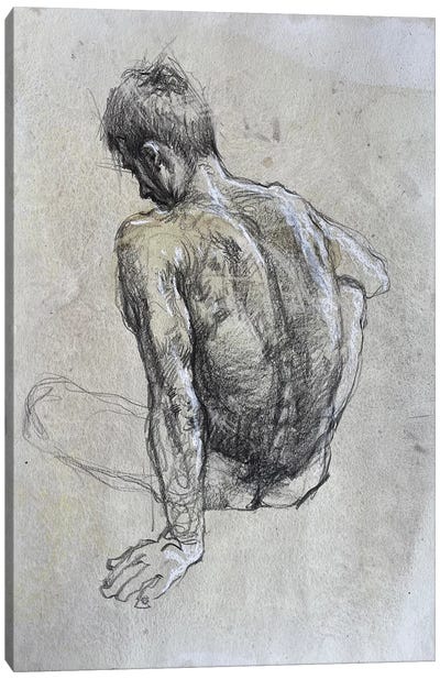 Sketch Portrays A Male Figure Canvas Art Print - Samira Yanushkova