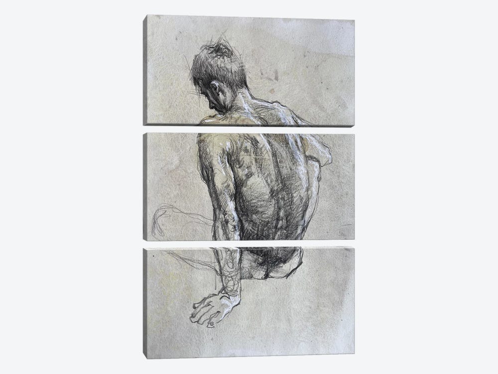 Sketch Portrays A Male Figure by Samira Yanushkova 3-piece Canvas Art