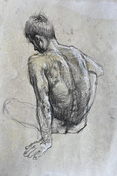 Samira Yanushkova: Sketch Portrays A Male Figure by Samira Yanushkova