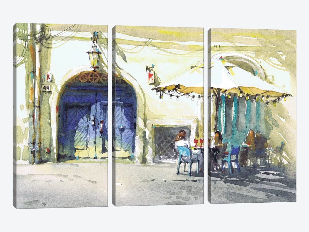 Old Town Café Translated by Samira Yanushkova 3-piece Canvas Artwork