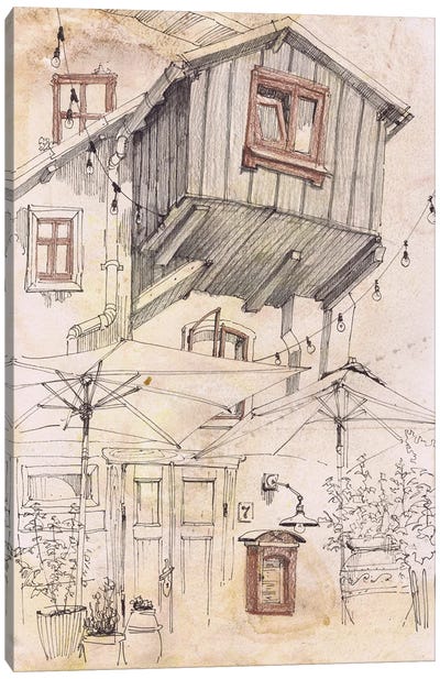 Serene Vintage Village Translated Canvas Art Print - Samira Yanushkova