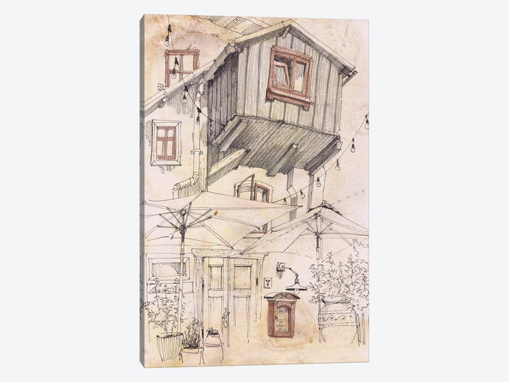 Serene Vintage Village Translated by Samira Yanushkova 1-piece Canvas Art Print