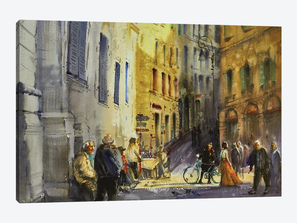 Street In Italy Urban Landscape by Samira Yanushkova 1-piece Canvas Art Print