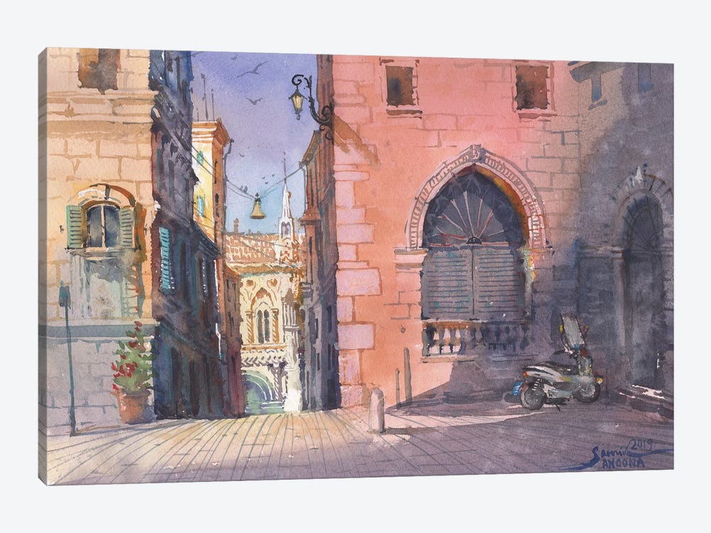 European Cityscape Square In Italy by Samira Yanushkova 1-piece Canvas Artwork