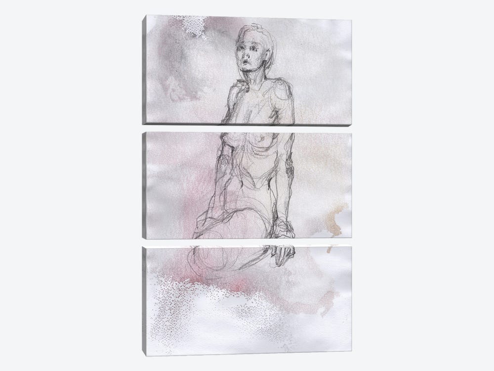 Erotic Sketch Drawing by Samira Yanushkova 3-piece Canvas Wall Art