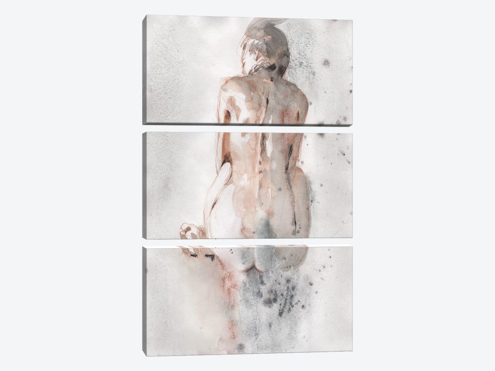 Naked Girl From The Back by Samira Yanushkova 3-piece Canvas Wall Art