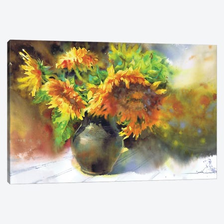 Sunflowers In A Jug Canvas Print #SYH855} by Samira Yanushkova Canvas Wall Art