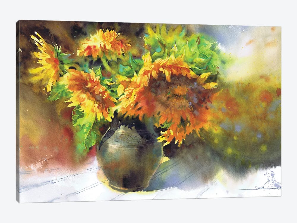 Sunflowers In A Jug by Samira Yanushkova 1-piece Canvas Art Print