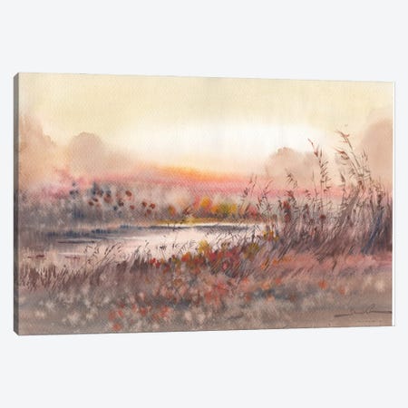 Sunrise Landscape Watercolor Painting Canvas Print #SYH85} by Samira Yanushkova Canvas Print
