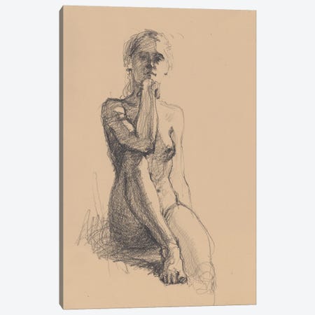 Nude Girl Classic Sketch Canvas Print #SYH8} by Samira Yanushkova Canvas Print