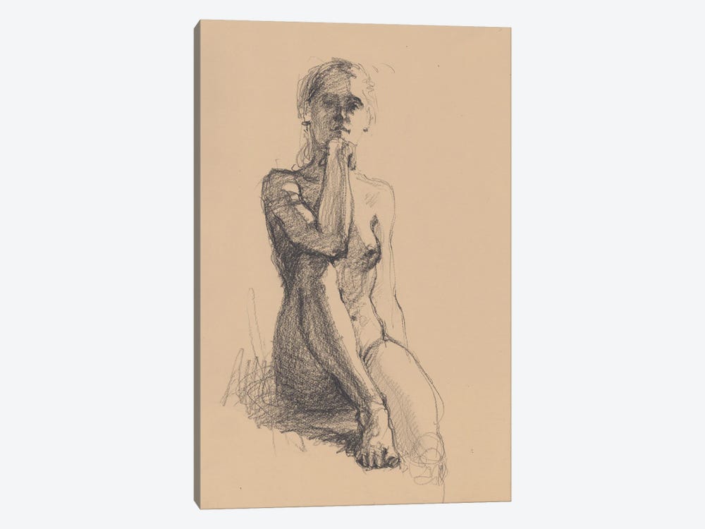 Nude Girl Classic Sketch by Samira Yanushkova 1-piece Canvas Wall Art