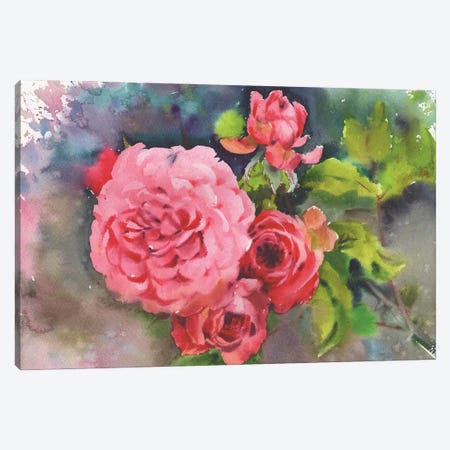 Beautiful Flowers Watercolor Canvas Print #SYH9} by Samira Yanushkova Canvas Art Print