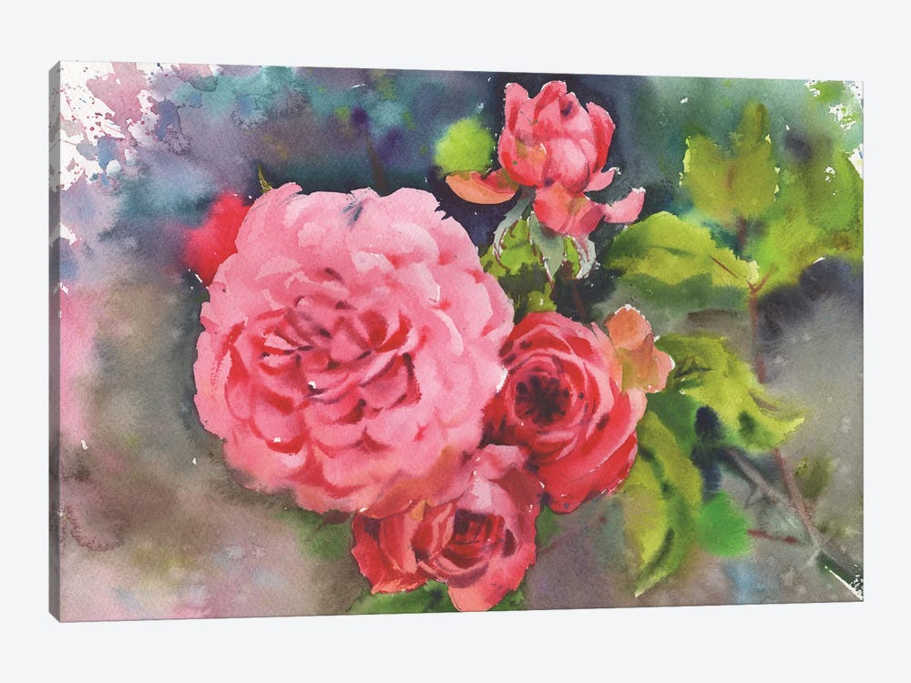 Beautiful Flowers Watercolor by Samira Yanushkova 1-piece Canvas Print