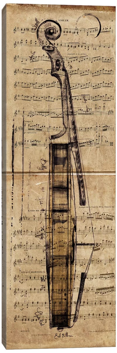 Violin Music Canvas Art Print - Dark Academia