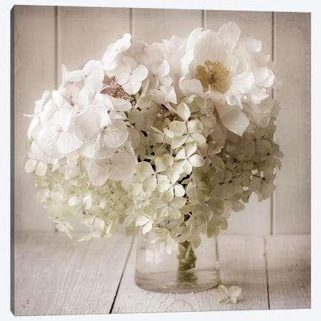 White Flower Vase Canvas Print #SYM54} by Symposium Design Art Print