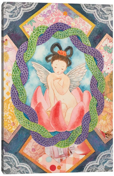 Eastern Flower Canvas Art Print - Lotus Art