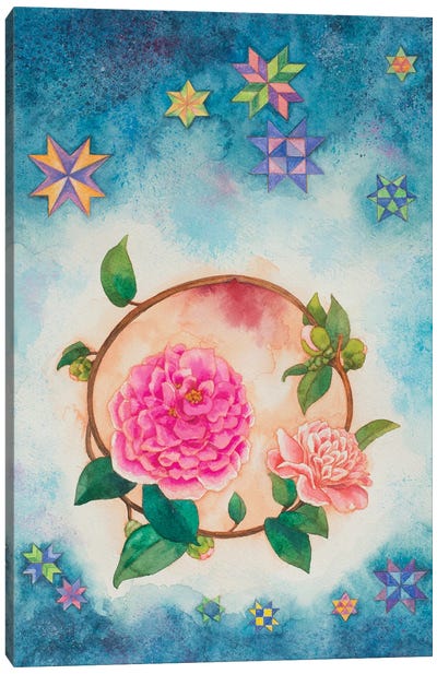 Camellia At Night Canvas Art Print - Suyeon Na