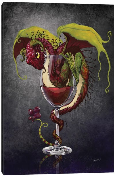Red Wine Dragon Canvas Art Print - Friendly Mythical Creatures